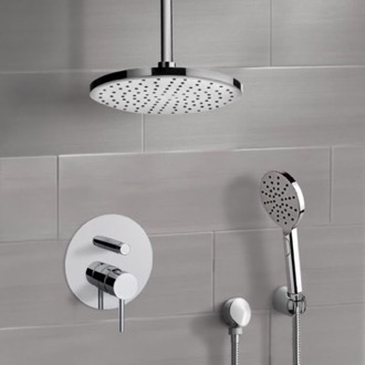 Shower Faucet Chrome Shower System With Rain Ceiling Shower Head and Hand Shower Remer SFH71